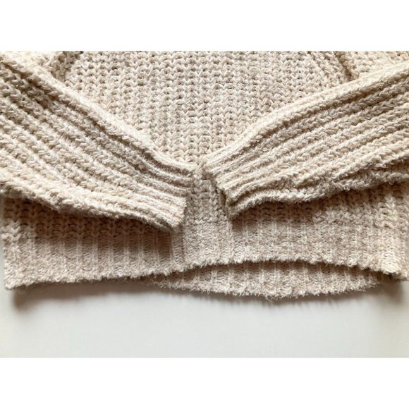 Aritzia WILFRED Confetti Beige Chunky Knit Cropped Raglan Sweater, Size L - Picture 8 of 16